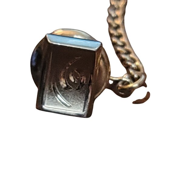 Vintage Swank Tie Tack Pin Chain & Bar Curved Rectangular with cut in design - Picture 2 of 6